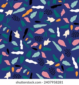 Fun colorful seamless pattern collection. Creative 90s style geometric shape background for children or trendy design with abstract collage shapes. Simple and playful doodle wallpaper