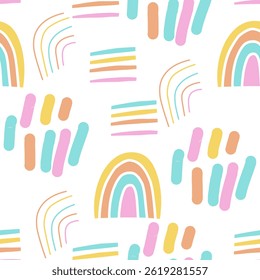 Fun colorful seamless pattern collection. Creative abstract style art background for children.Simple childish wallpaper or fabric.