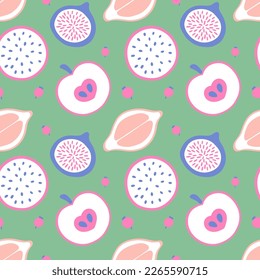 Fun colorful seamless pattern. Creative 90s style background with fruit. Summer playful doodle wallpaper print. - Powered by Shutterstock - Get 15% off with code: PIKWIZARD15