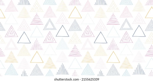 Fun and colorful seamless pattern with hand drawn triangles, great for wrapping, textiles, banners, wallpapers - vector surface design