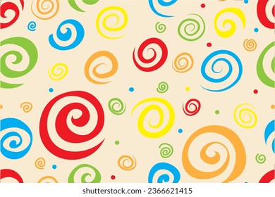 Fun colorful spiral line doodle pattern. Collection of creative abstract art backgrounds for children or festive celebration designs. Simple childish doodle wallpaper print texture bundle. - Shutterstock ID 2366621415