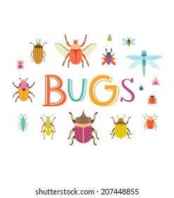 Fun colorful vector bugs collection