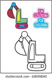 Fun Coloring Backhoe For Children
