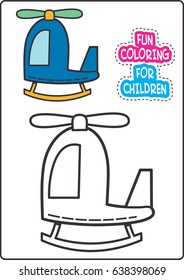 Fun Coloring Helicopter For Children