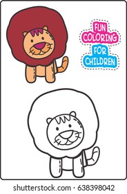 Fun Coloring Lion For Children