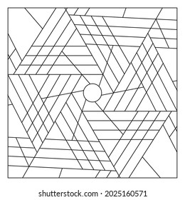 Frische Farbseiten für Erwachsene. Färben - Nr. 261. Ziermuster-Zusammensetzung von sechseckigen geometrischen abstrakten Linien oder Bändern. EPS8-Datei.