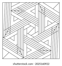 Fun coloring pages for adults. Coloring-#262. Tile pattern composition of hexagonal geometric abstract lines or ribbons. EPS8 file.