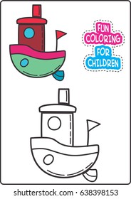 Fun Coloring Ship For Children