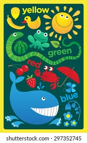 Fun colors children's rug. Learn colors in English.