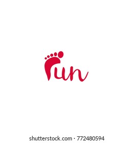 Fun company kid baby footprint pink vector logo