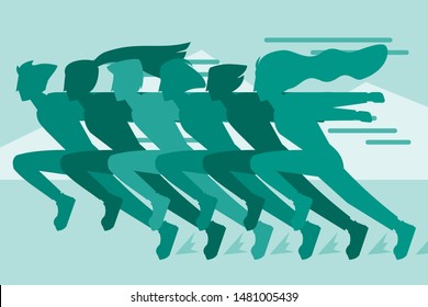 Fun and Competitive Ninja Runners vector Logo icon element and design. A sport and competition concept element. Can be used for web and mobile development. Suitable for Info-graphic