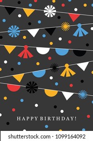 Fun Confetti Birthday Card. Vector illustration.