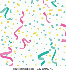 Fun confetti seamless repeat pattern. Great for a birthday party or an event celebration invitation or decor. Surface pattern design