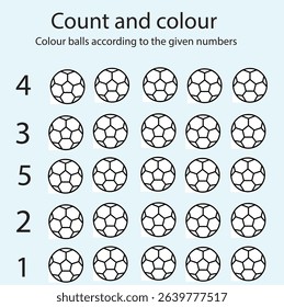 Fun counting and coloring chart for kids featuring hearts. Perfect for preschool and early learning activities.