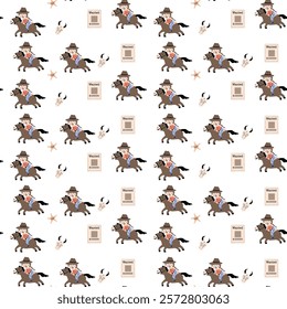 Fun cowboy themed pattern for kids decor and crafts.