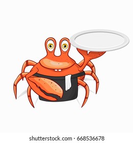 Fun crab chef. Isolated on white background.