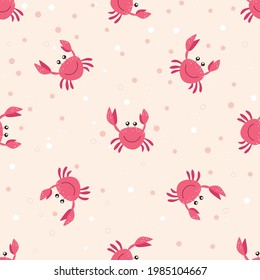 Fun crabs seamless pattern. Wallpapers for children. Marine pattern. Vector illustration