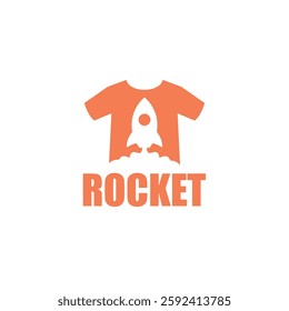 A fun and creative rocket in t-shirt logo vector illustration, combining space exploration with fashion. Ideal for apparel, tech, or lifestyle brands looking for a playful, modern, and unique logo.