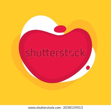 Fun curved fluid shapes elements design for kids party abstract background pattern red white yellow color illustration isolated, cartoon comic copy space doodle backdrop form template for game 