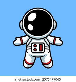 fun cute astronaut cartoon colored isolated drawing line art style sketch classic vintage design illustration