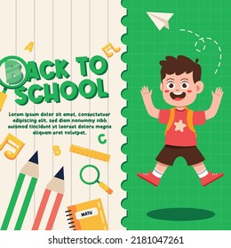 fun and cute back to school social media banner in flat design