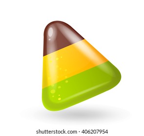Fun cute cartoon triangular color candy. Vector illustration, clip-art, isolated on white background