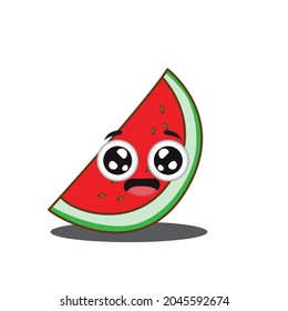 Fun cute cartoon watermelon character.Vector illustration, isolated, clip-art on a white background