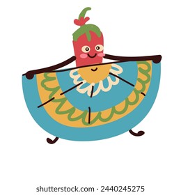 Fun, cute character chilli pepper dancing. can used for Cinco de Mayo - May 5, federal holiday in Mexico. 