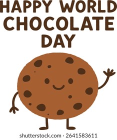 A fun and cute chocolate cookie character celebrating Chocolate Day. Great for children’s posters, dessert-themed art, and festive designs.