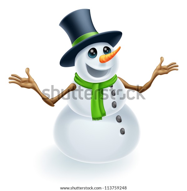 Fun Cute Christmas Snowman Smiling Wearing Stock Vector (Royalty Free ...