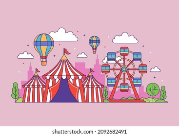 Fun and cute circus performance show illustration design