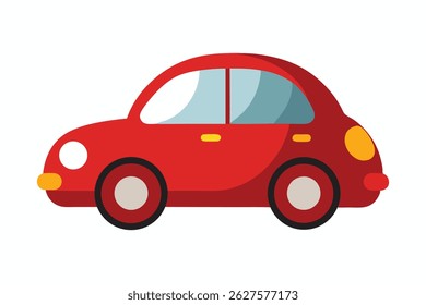 Fun and cute dark red car vector in cartoon style, featuring simple shapes on a white background. Perfect for kids' projects, prints, games, and educational materials.