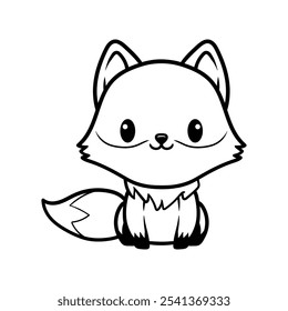 fun cute fox cartoon character isolated drawing coloring line art style sketch classic vintage design illustration