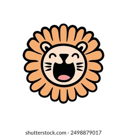 fun cute kid flower lion face hand drawn coloring cartoon illustration design