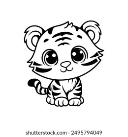 fun cute of a kid tiger hand drawn coloring cartoon illustration design