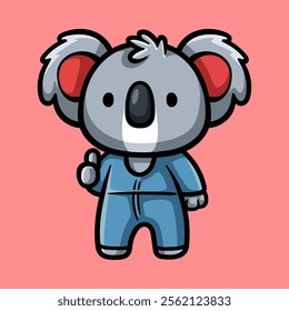 fun cute koala in a clothes isolated colored drawing line art style sketch classic vintage design illustration