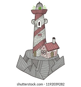 Fun cute lighthouse cartoon character