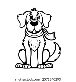 fun cute old big dog cartoon character isolated drawing line style sketch classic vintage design illustration