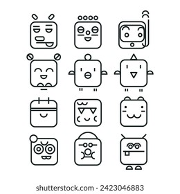 fun and cute set weird cartoons line art design