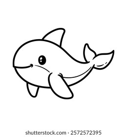 fun cute simple shark cartoon character isolated drawing line style sketch classic vintage design illustration