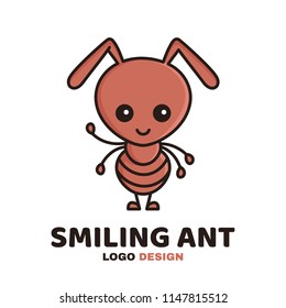 Fun cute smiling smart ant. Vector modern style flat line character cartoon illustration icon logo template design. Isolated on white background. Kid,children,child,worker ant concept
