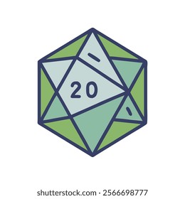 Fun D20 Dice Icon Graphic Design