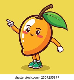 Fun dabbing mango cartoon illustration, ideal for kids' designs and playful merchandise.