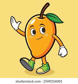 Fun dabbing mango cartoon illustration, ideal for kids' designs and playful merchandise.