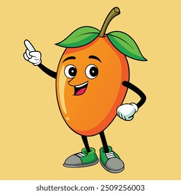 Fun dabbing mango cartoon illustration, ideal for kids' designs and playful merchandise.