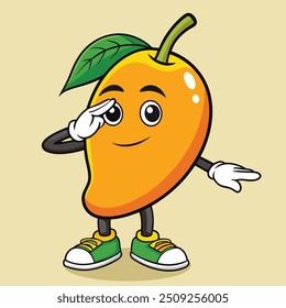 Fun dabbing mango cartoon illustration, ideal for kids' designs and playful merchandise.