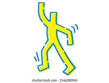 Una divertida figura de palo bailarín. Obtenido a mano.