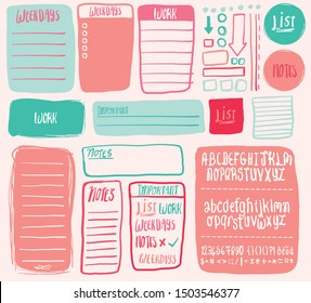 Fun Day Planner Set Boarders Lines Shapes And Fonts