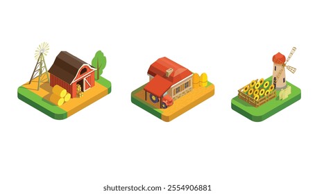 fun design farmer building collection vector illustration