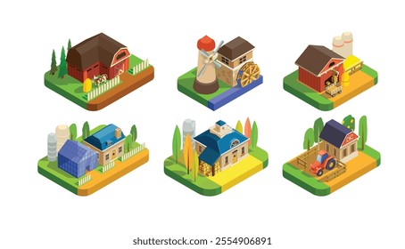 fun design farmer building collection vector illustration